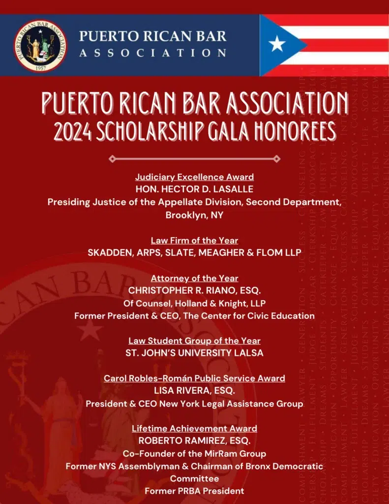 2024 PUERTO RICAN BAR ASSOCIATION SCHOLARSHIP FUND GALA HONOREES